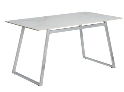 An Image of Argos Home Milo Marble 6 Seater Dining Table - White & Grey