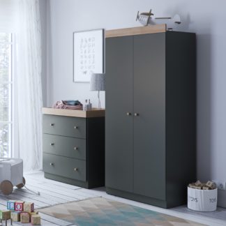 An Image of Little Acorns Burlington 3 Drawer Chest and Wardrobe Nursery Set Grey