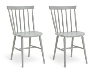 An Image of Habitat Talia Pair of Solid Wood Dining Chairs - Grey