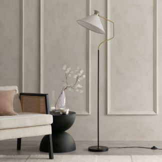 An Image of Habitat Bent Shaded Floor Lamp - Black & Gold