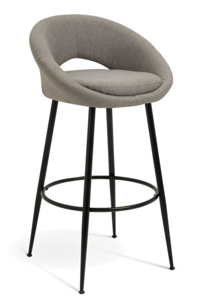 An Image of Habitat Hermione Fabric Bar Stool - Grey