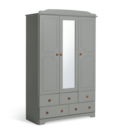 An Image of Argos Home Nordic 3 Door 5 Drawer Mirror Wardrobe - White