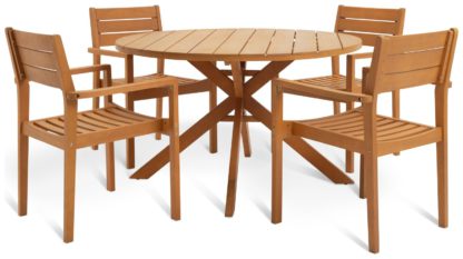 An Image of Habitat Richmond 4 Seater Wooden Patio Set - Light Wood