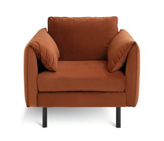 An Image of Habitat Bexley Self Assembly Fabric Cuddle Chair - Rust