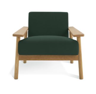 An Image of Habitat Dore Fabric Self Assembly Accent Chair - Dark Green