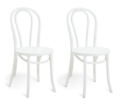 An Image of Habitat Larsa Pair of Solid Wood Dining Chairs - White