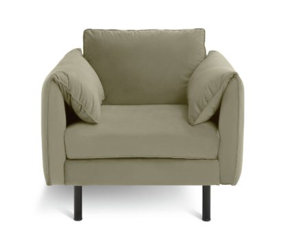 An Image of Habitat Bexley Self Assembly Fabric Cuddle Chair - Olive