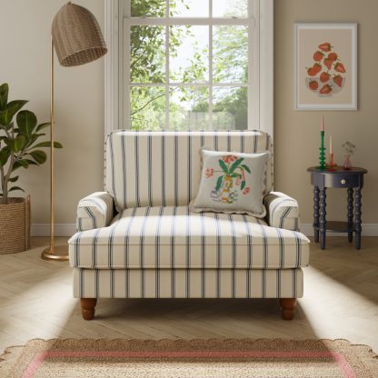 An Image of Beatrice Folkstone Stripe Snuggle Chair Folkstone Stripe Blue