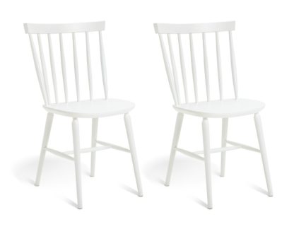 An Image of Habitat Talia Pair of Solid Wood Dining Chairs - White