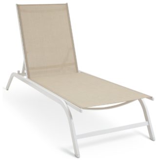 An Image of Argos Home Avila Metal Sun Lounger - Beige