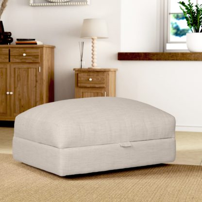 An Image of Hattie Slub Faux Linen Storage Footstool Slub Faux Linen Grey