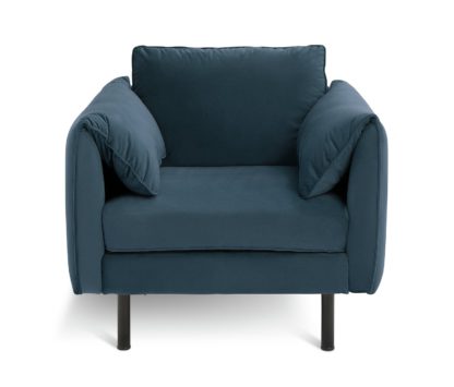 An Image of Habitat Bexley Self Assembly Fabric Cuddle Chair - Navy