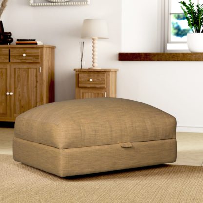 An Image of Hattie Slub Faux Linen Storage Footstool Slub Faux Linen Grey