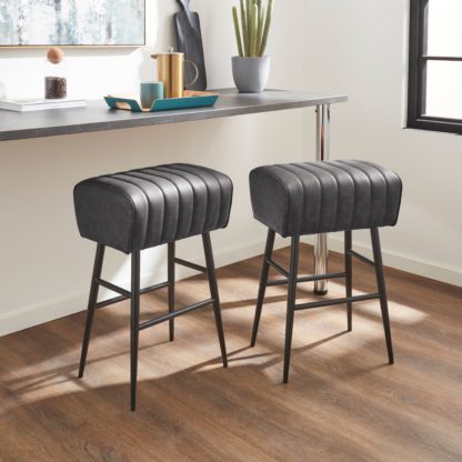 An Image of Bude Faux Leather Bar Stool Brown