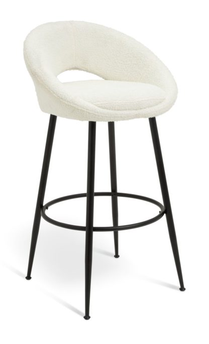 An Image of Habitat Hermione Boucle Bar Stool - Cream