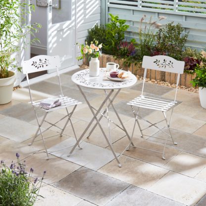 An Image of Churchgate Metal Bistro Set Sandstone