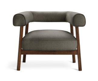 An Image of Habitat Elio Fabric Curved Armchair - Dark Grey