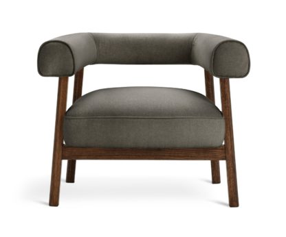 An Image of Habitat Elio Fabric Curved Armchair - Dark Grey