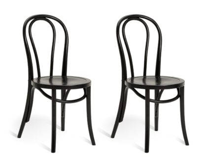 An Image of Habitat Larsa Pair of Solid Wood Dining Chairs - Black