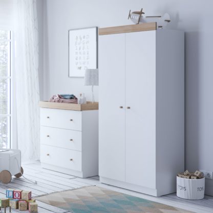 An Image of Little Acorns Burlington 3 Drawer Chest and Wardrobe Nursery Set Grey