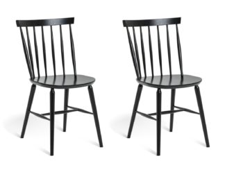 An Image of Habitat Talia Pair of Solid Wood Dining Chairs - Black