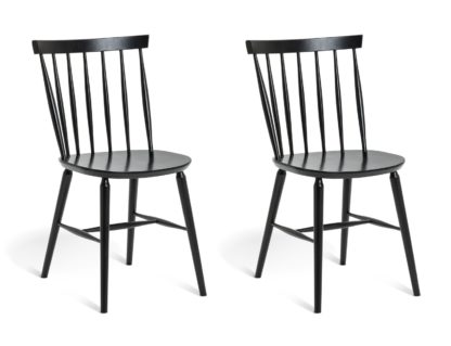 An Image of Habitat Talia Pair of Solid Wood Dining Chairs - Black