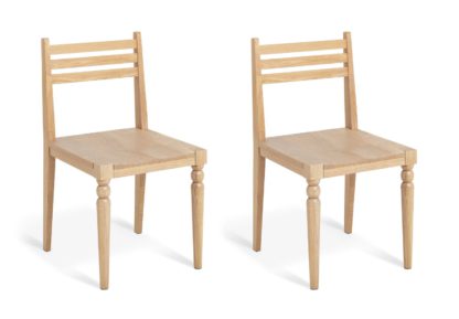 An Image of Habitat Barnwell Pair of Oak Dining Chairs - Natural