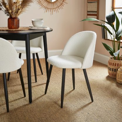 An Image of Astrid Boucle Dining Chair, Ivory Ivory