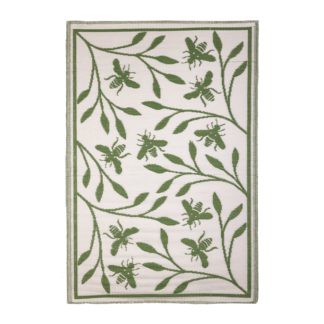 An Image of Fallen Fruits Bee Print Outdoor Rug Green