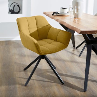 An Image of Henson Swivel Fabric Dining Chair Natural