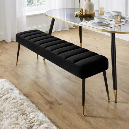 An Image of Sylvia Dining Bench, Velvet Black