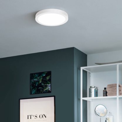 An Image of EGLO Fueva-Z Round Wall & Ceiling Light Black