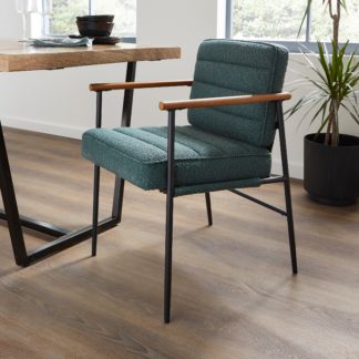 An Image of Bude Carver Dining Chair, Boucle Olive