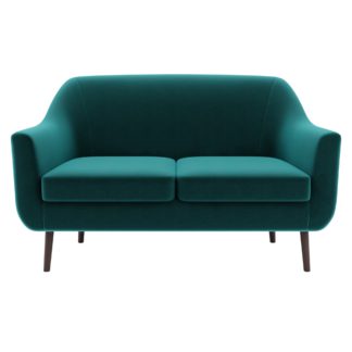 An Image of Eddie Velvet 2 Seater Small Tub Sofa Green