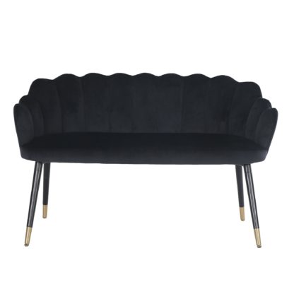 An Image of Vivian 2 Seater Dining Bench Seat, Velvet Black