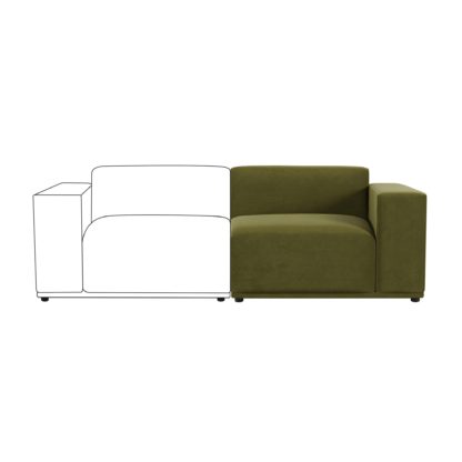 An Image of Modular Cruz Velvet Right Hand Seat Green