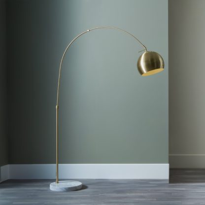 An Image of Feliciani Brushed Metal and Marble Floor Lamp Silver