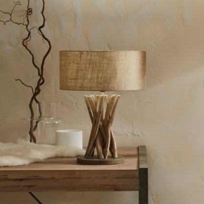 An Image of Derna Driftwood and Natural Jute Table Lamp Beige