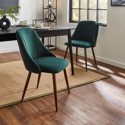 An Image of Set of 2 Luna Dining Chairs, Velvet Velvet Bottle Green