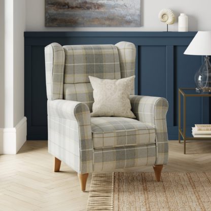 An Image of Oswald Padded Pushback Check Armchair Natural