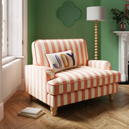 An Image of Beatrice Woven Stripe Snuggle Chair Woven Stripe Natural