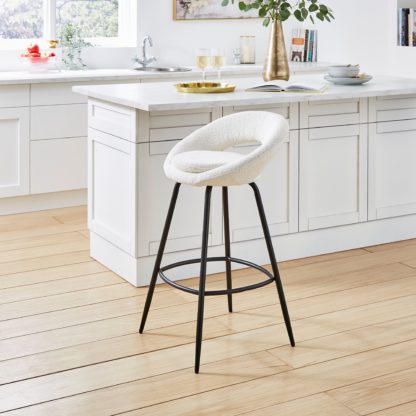 An Image of Lucie Boucle Bar Stool Ivory