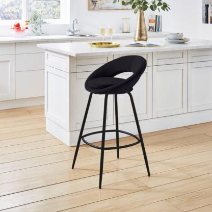 An Image of Lucie Velvet Bar Stool Navy