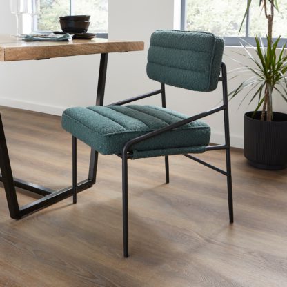 An Image of Bude Dining Chair, Boucle Olive