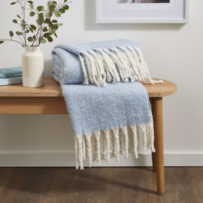 An Image of Dunelm Teal Blue Mohair Throw 130cm x 180cm Teal (Blue)