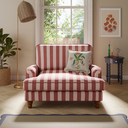 An Image of Beatrice Two Tone Woven Stripe Snuggle Chair Woven Stripe Navy