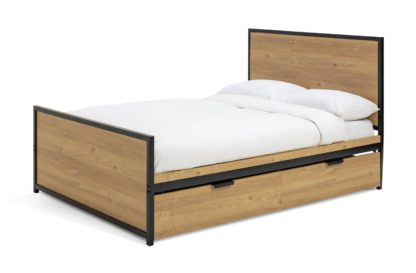 An Image of Habitat Loft Living Double Storage Bed Frame - Oak