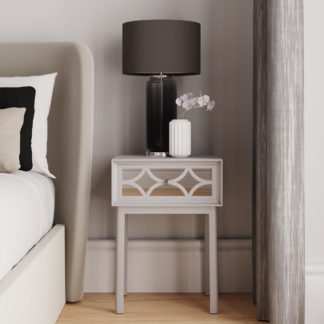 An Image of Delphi 1 Drawer Bedside Table, Mirrored Grey