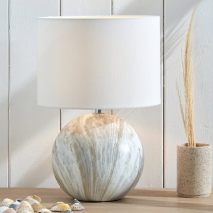 An Image of Viejo Stone Effect Ceramic Table Lamp Natural