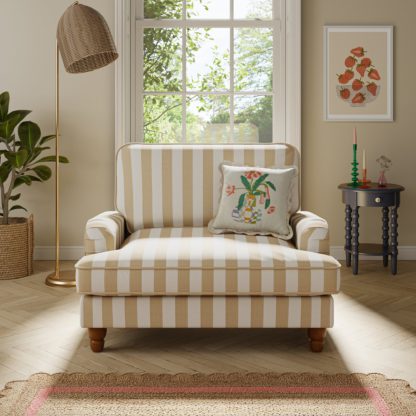 An Image of Beatrice Woven Stripe Snuggle Chair Woven Stripe Natural